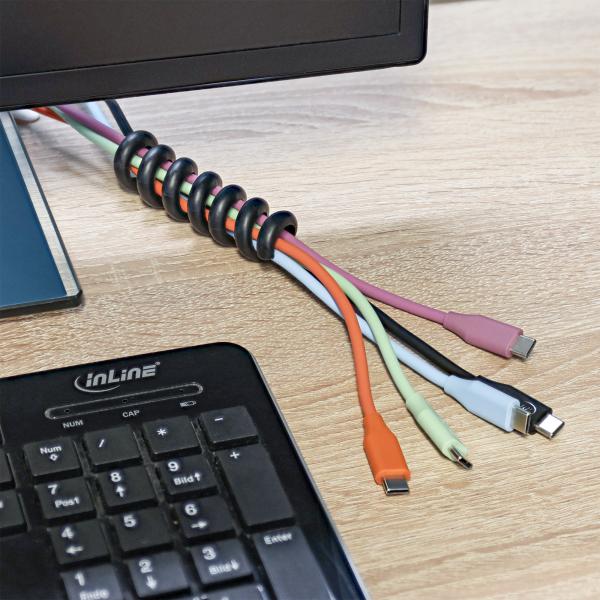 5er Pack InLine® Kabelspirale, Kabelmanager 1-fach, 65x30mm, schwarz