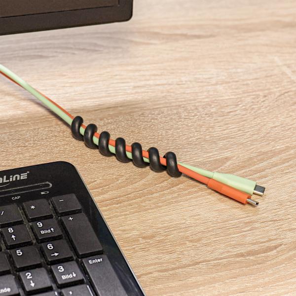 5er Pack InLine® Kabelspirale, Kabelmanager 1-fach, 100x16mm, schwarz