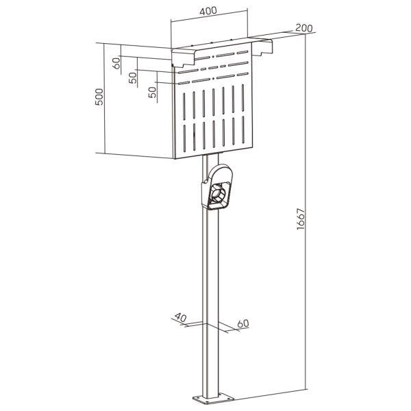 InLine® Universal Wallbox-Standfuß XL mit EV-Ladekabel Halterung, schwarz