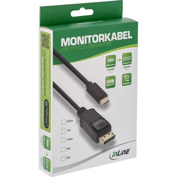 InLine® USB Display Kabel, USB-C Stecker zu DisplayPort Stecker, 3m