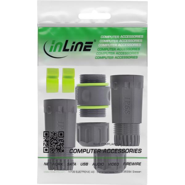 InLine® USB-C-Kabelkupplung, IP68, 2x USB-C Buchse, geschirmt, M20