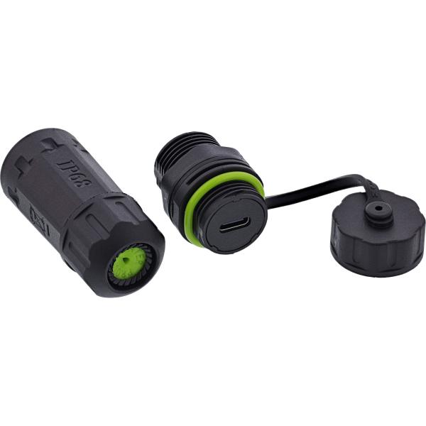 InLine® USB-C-Kabelkupplung, kurz, IP68, 2x USB-C Buchse, geschirmt