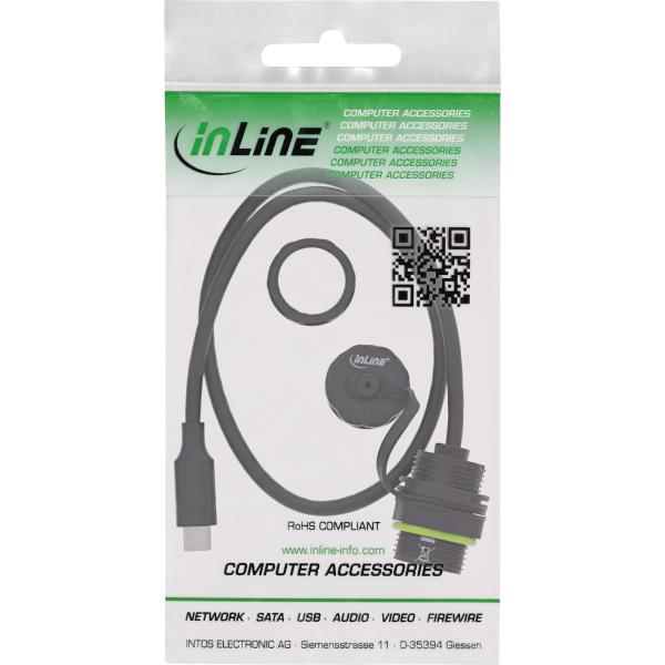InLine® USB-C-Kabelkupplung, IP68, geschirmt, Buchse zu Stecker, 50cm
