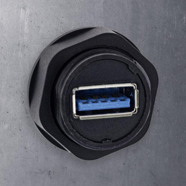 InLine® USB-A-Kabelkupplung, kurz, IP68, 2x USB-A Buchse, geschirmt