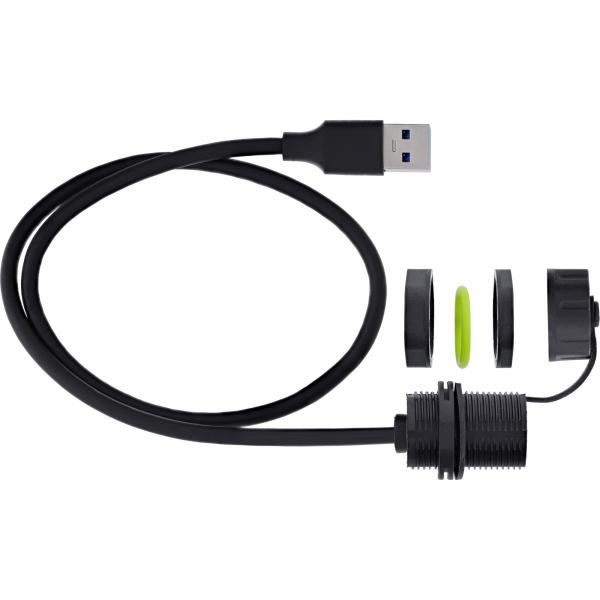 InLine® USB-A-Kabelkupplung, IP68, geschirmt, Buchse zu Stecker, 50cm