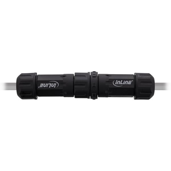 InLine® Netzkabelkupplung, IP68, 3-polig, Stecker/Buchse, M20, schwarz