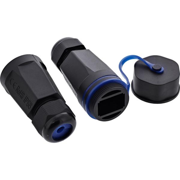 InLine® Kabelverbinder Leergehäuse RJ45 Keystone, IP68, mit Deckel