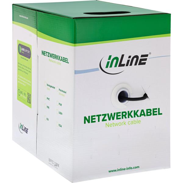 InLine® Patchkabel Cat.5e, schwarz, SF/UTP, AWG26, PVC, 100m