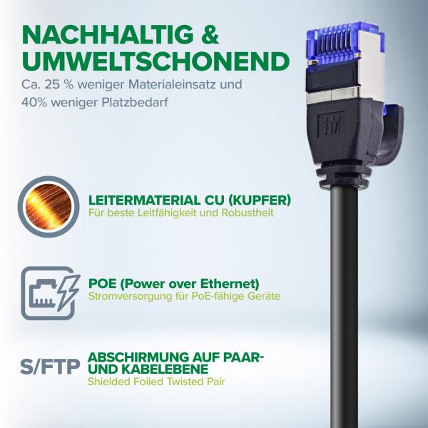 InLine® Patchkabel Slim, Cat.6A, S/FTP, TPE (LSZH) flexibel, PoE, grün, 2m