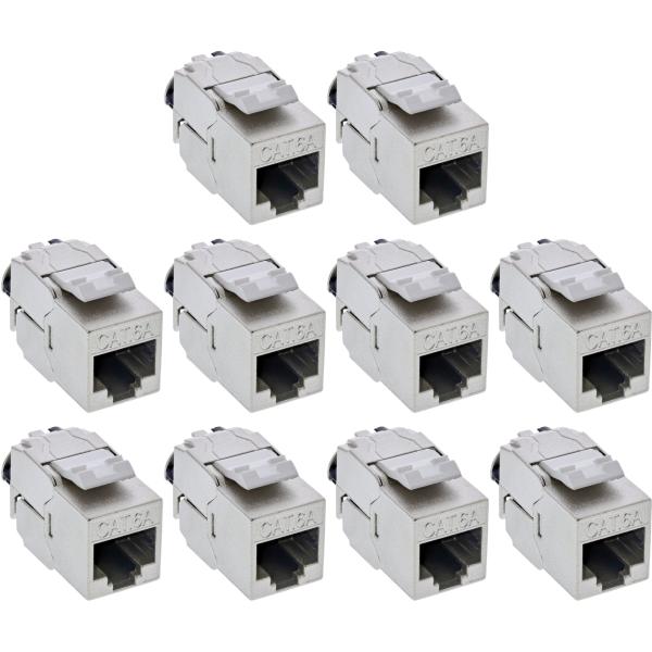 InLine® Keystone RJ45 Buchse Slim SNAP-In Cat.6A, integr. Kabelbinder, 10er Pack