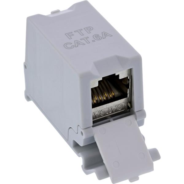 InLine® Cat.6A RJ45 Doppelkupplung für Hutschiene