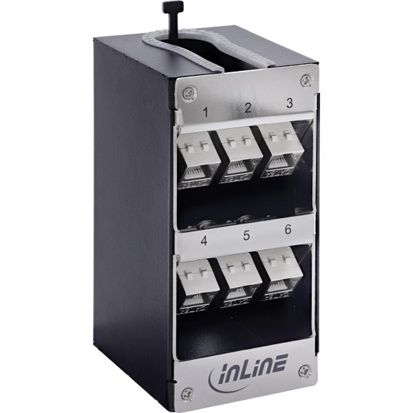 InLine® Verteilerkasten 6-Port Cat.6A Wand-/Hutschiene inkl. Keystone-Module
