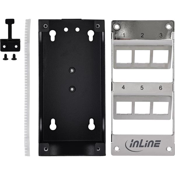InLine® Verteilerkasten 6-Port Cat.6A Wand-/Hutschiene inkl. Keystone-Module