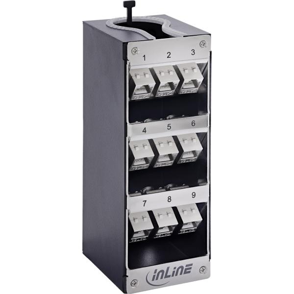 InLine® Verteilerkasten 9-Port Cat.6A Wand-/Hutschiene inkl. Keystone-Module