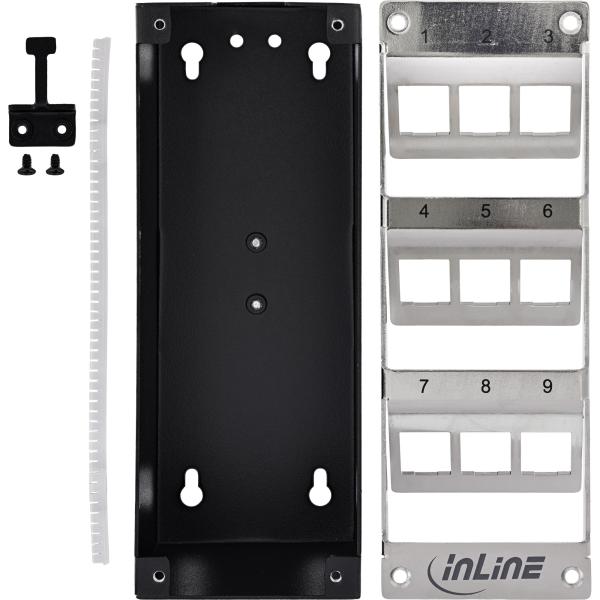 InLine® Verteilerkasten 9-Port Cat.6A Wand-/Hutschiene inkl. Keystone-Module