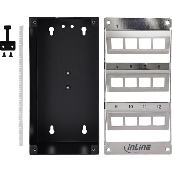 InLine® Verteilerkasten 12-Port Cat.6A Wand-/Hutschiene inkl. Keystone-Module
