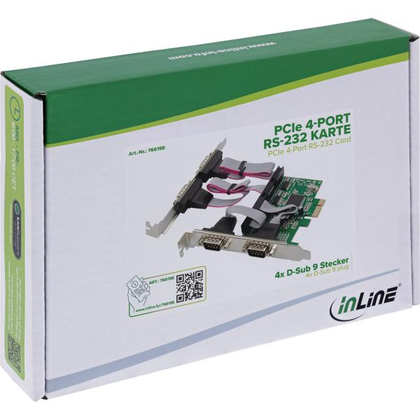 InLine® PCIe 4-Port RS-232 Karte, 4x D-Sub 9 Stecker, inkl. Low-Profile