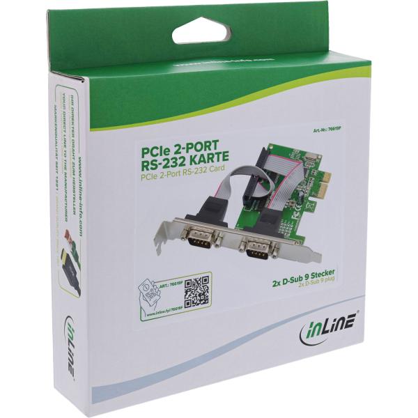 InLine® PCIe 2-Port RS-232 Karte, 2x D-Sub 9 Stecker, inkl. Low-Profile