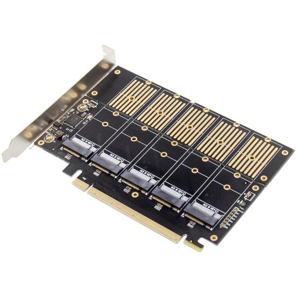 InLine® Schnittstellenkarte, PCIe x16 zu 5x M.2 Key B SATA, inkl. Low-Profile