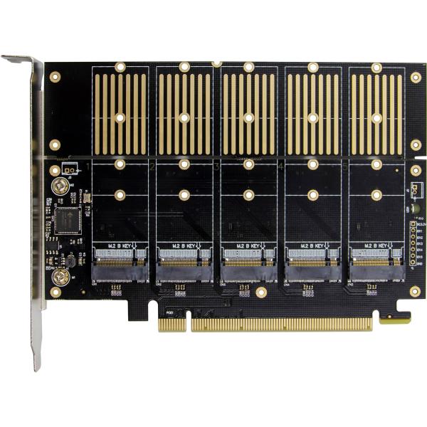 InLine® Schnittstellenkarte, PCIe x16 zu 5x M.2 Key B SATA, inkl. Low-Profile