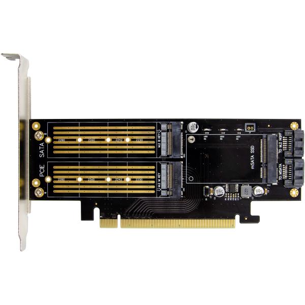 InLine® PCIe Karte x16 zu 2x M.2, 1x mSATA
