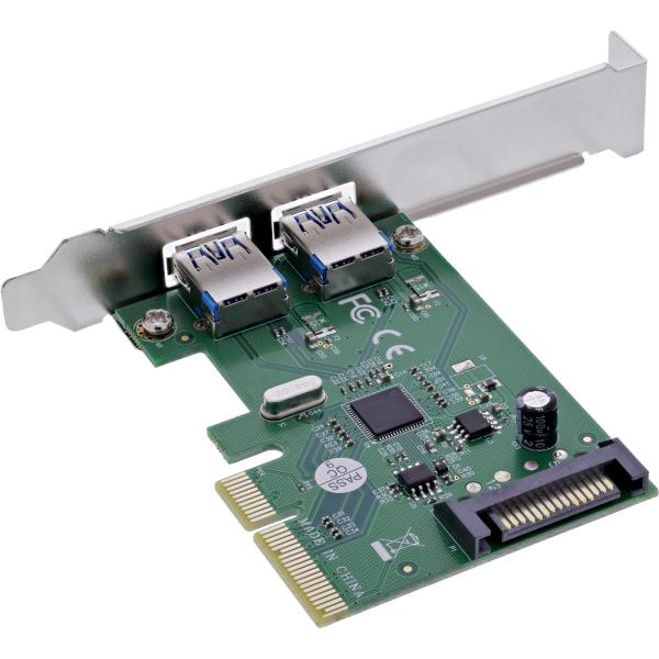 InLine® Schnittstellenkarte, 2x USB-A 3.2 Gen. 2 (10 Gb/s), PCIe x4, SATA