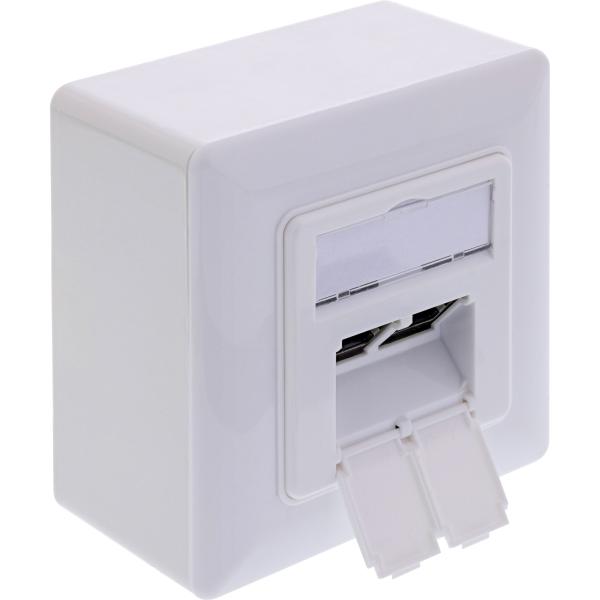 InLine® Cat.6A Netzwerkdose, 2x RJ45, AP/UP, geschirmt, weiß, 76842A