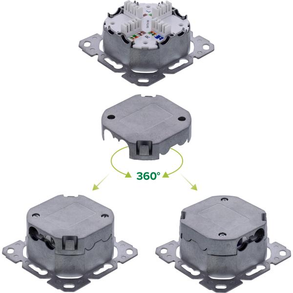 InLine® Cat.6A Netzwerkdose, 2x RJ45, AP/UP, geschirmt, weiß, 76842A