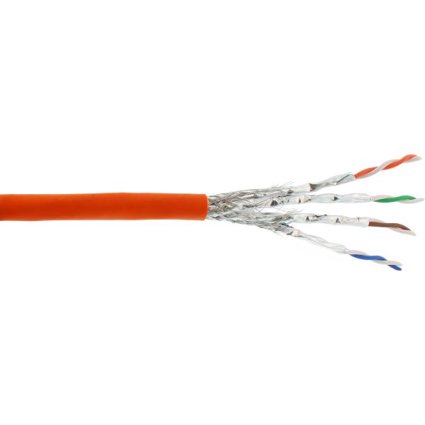 InLine® Patchk., S/FTP (PiMf), Cat.6A, 500MHz, halogenfrei, Kupfer, orange, 100m