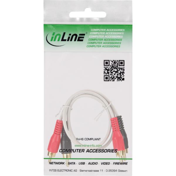 InLine® Cinch Kabel, 2x Cinch, Stecker / Stecker, weiß / gold, 1m