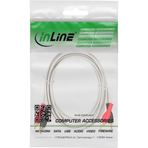InLine® Cinch Kabel, 2x Cinch, Stecker / Stecker, weiß / gold, 5m