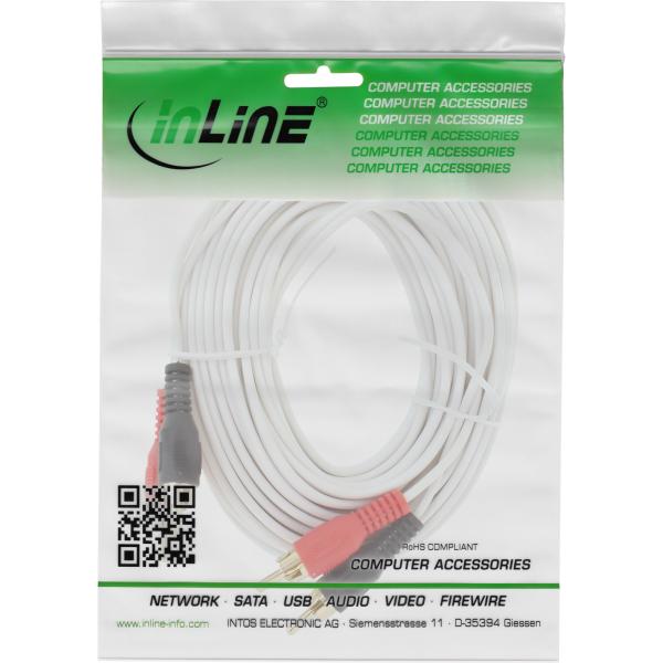 InLine® Cinch Kabel, 2x Cinch, Stecker / Stecker, weiß / gold, 7m