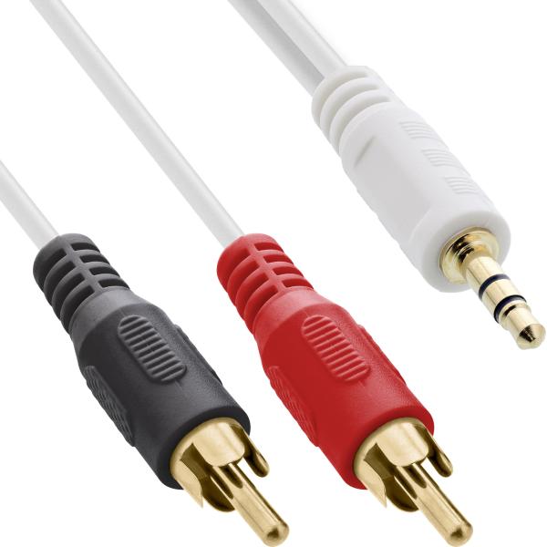 InLine® Cinch/Klinke Kabel, 2x Cinch Stecker an 3,5mm Klinke Stecker, 10m