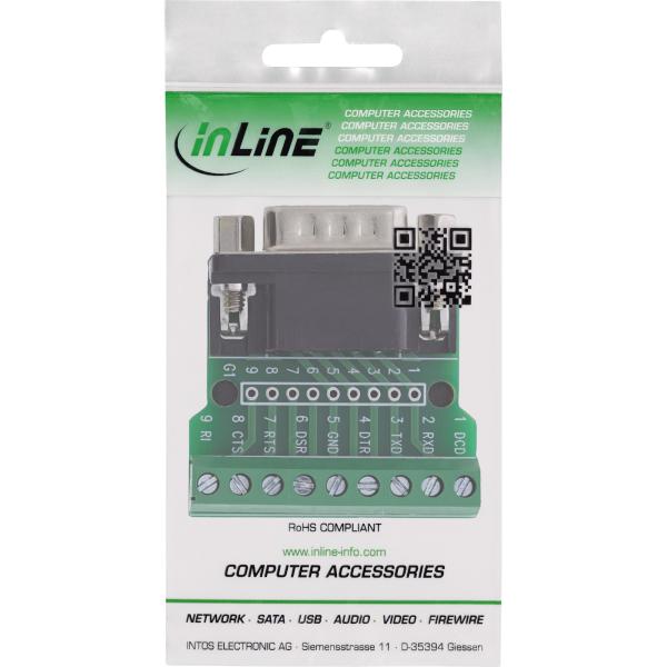 InLine® Terminalblock D-Sub 9 Stecker, Schraubklemme, Schraubsicherung