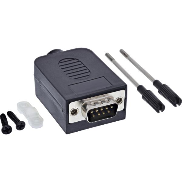 InLine® D-Sub 9 Breakout-Terminalblock, Stecker, Schraubklemme, Rändelschraube