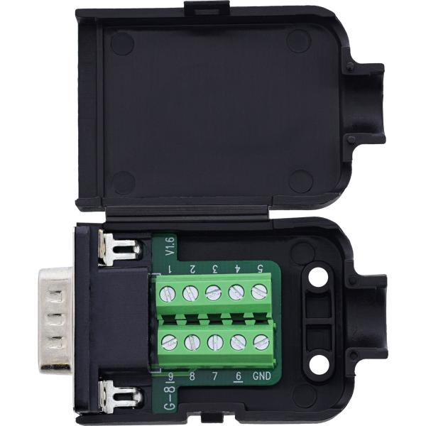 InLine® D-Sub 9 Breakout-Terminalblock, Stecker, Schraubklemme, Rändelschraube