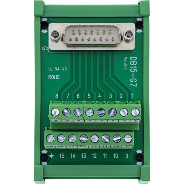 InLine® D-Sub 15 Terminalblock, Stecker, Hutschiene, Schraubklemmen